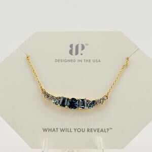 Bomb Party Necklace “With My Whole Heart” Blue Zircon Spinel on Yellow Gold